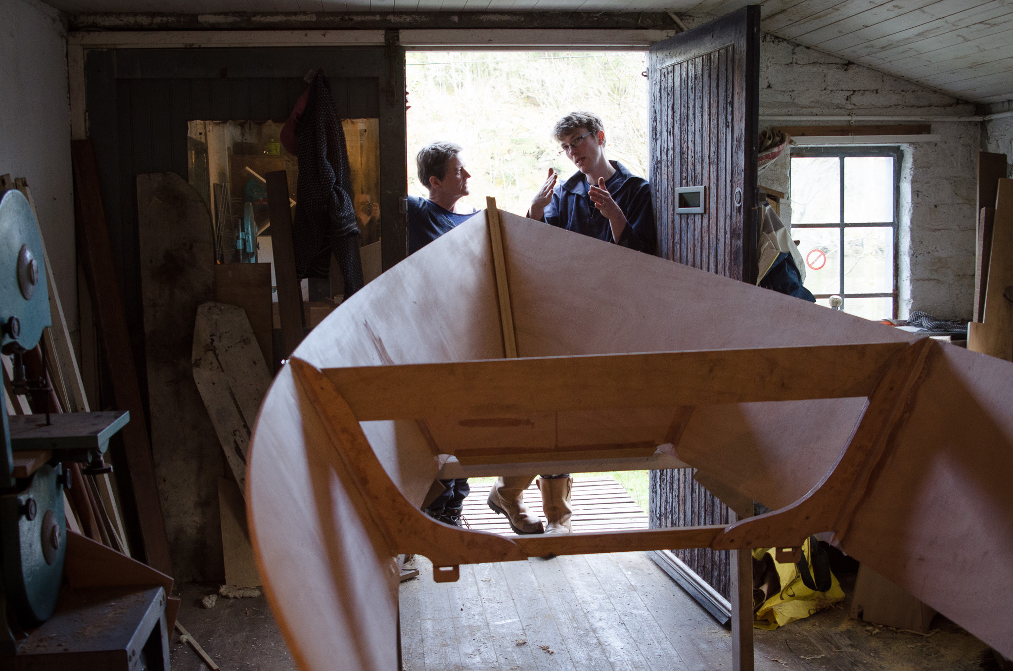 boatbuilders working on the boat