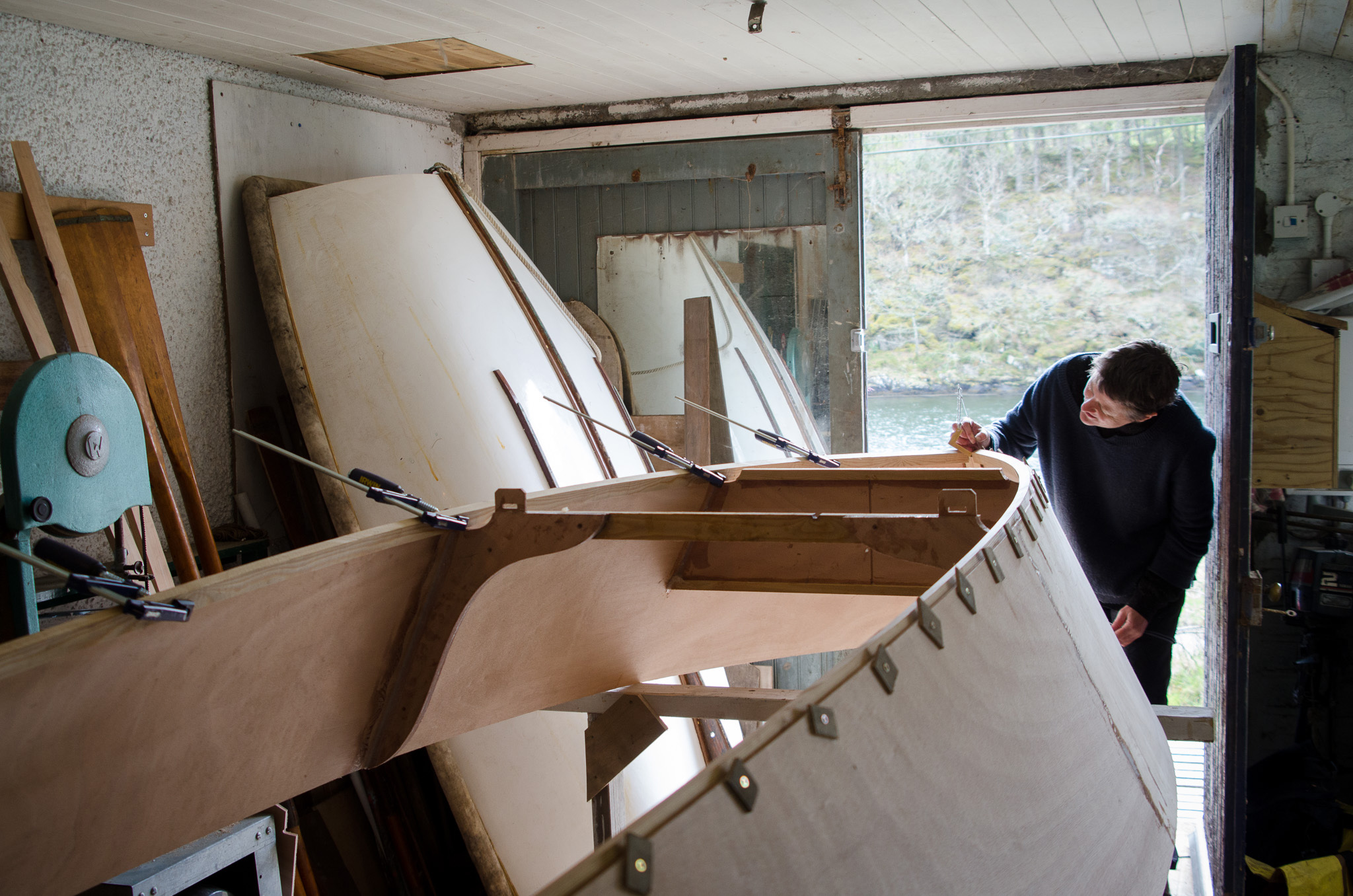 boatbuilders working on the boat